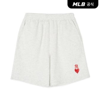 MLB [코리아공식]여성 하트 그래픽 4부 반바지 NY (L.Melange Grey)