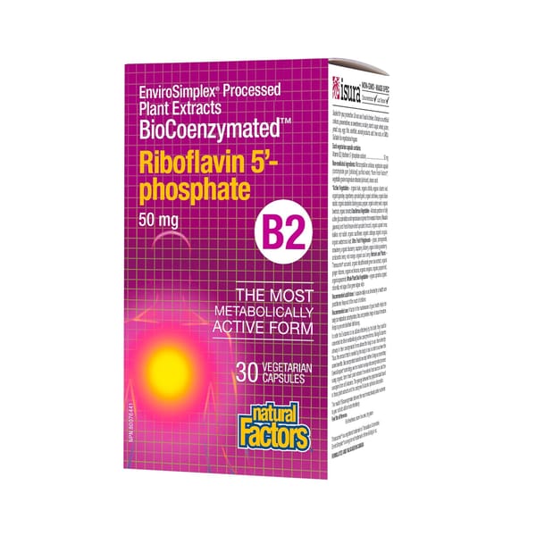 내추럴팩터스 BioCoenzymated B2 리보플라빈 5인산염 50mg 30베지캡슐