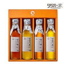 50년전통 대현상회 저온압착 국산 참기름 들기름 생들기름 생참기름 180ml 4병 선물세트 (선물케이스포장)