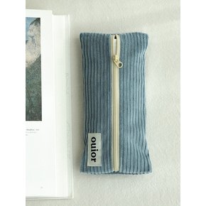 flat pencil case - corduroy foggy blue (middle zipper)