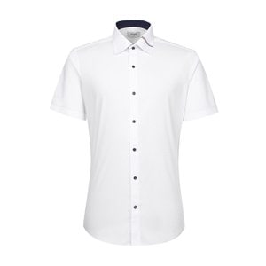 레노마 (슬림핏 )시원하고 착용감좋은  TC트윌스판 카라 삼색포인트 흰색 반소매셔츠(ROUSL0301-WH)