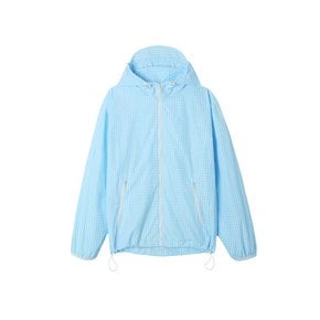 Check hoodie wind-breaker jacket_sky blue