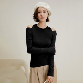 (9/15일 예약배송) LS_Shoulder cutout knit top_BLACK