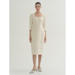 Mikado Silk Volume Midi Dress Ivory