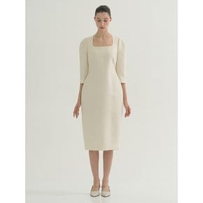 Mikado Silk Volume Midi Dress Ivory