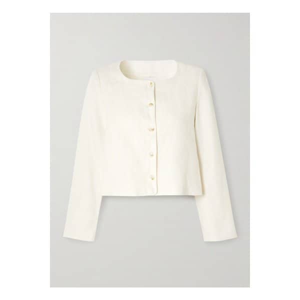 포세 엠마 크롭 리넨 재킷 크림 46376663162895054