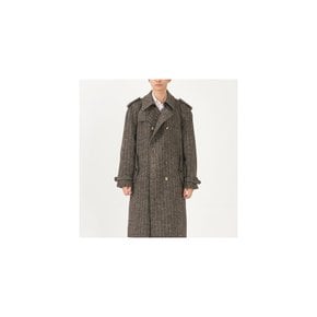 [M]Unisex Wool Herringbone Oversize Trench Coat