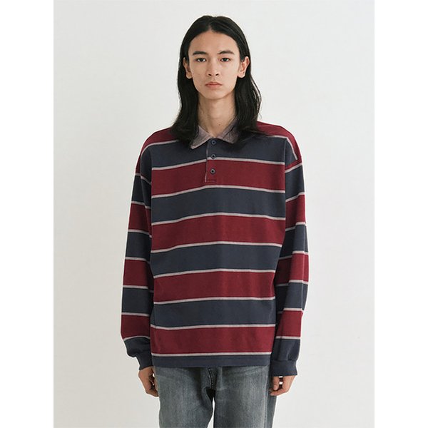 Vtg stripe polo shirt (vtg beige)