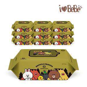 아이러브베베 라인프렌즈 캠핑에디션 20매 휴대용 10팩 리필형 아기물티슈
