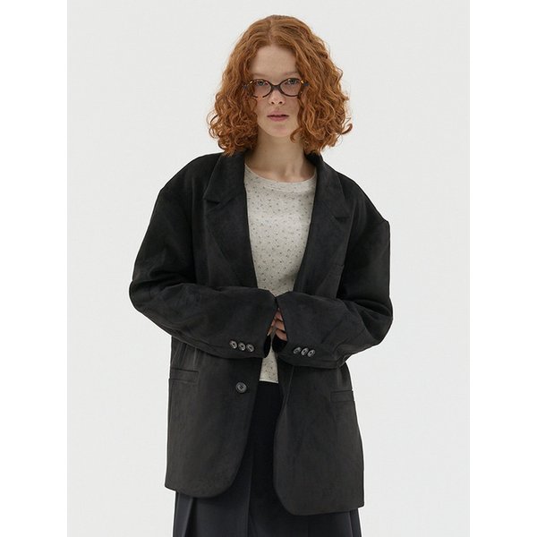 신세틱 레더 오버핏 싱글 블레이저 2컬러