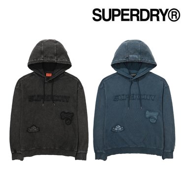 SUPERDRY 오버핏 빈티지 가먼트 워싱 후드티셔츠(SDMHODO01)