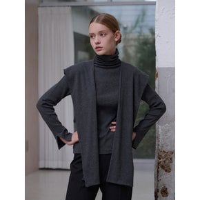 Vanessa pintuck Turtleneck top&cape set [Charcoal]