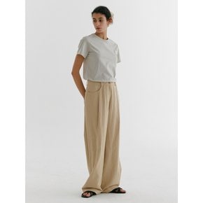 STRAIGHT LINEN TUCK PANTS_BEIGE