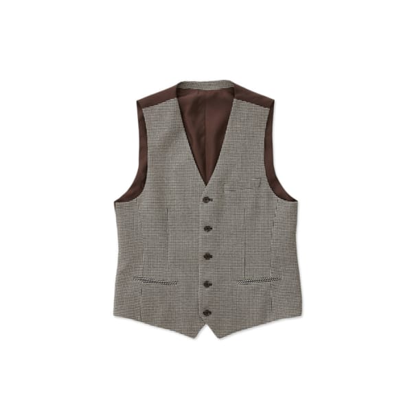 클래식핏 하운드투스 체크 수트 배스트 (베이지)