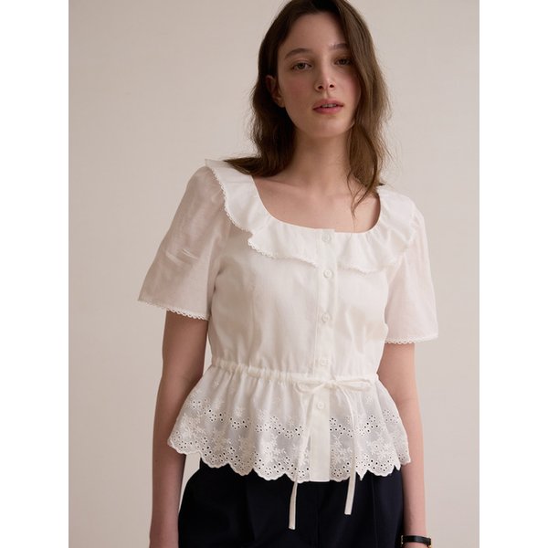 Eyelet lace blouse - Off white