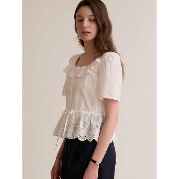 Eyelet lace blouse - Off white