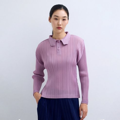 플리츠미 폴딩 슬리브 카라 단작 티셔츠_PPTSS025005