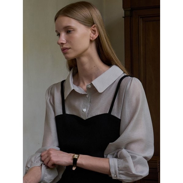 시스루 뷔스티에 블라우스 블랙 j1709