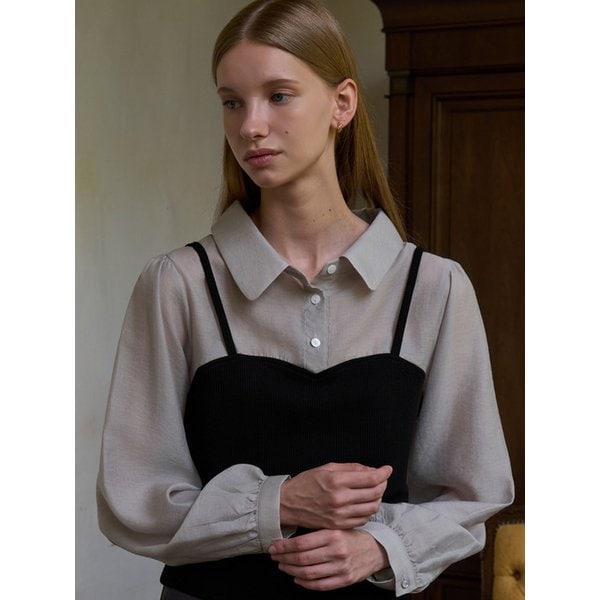 시스루 뷔스티에 블라우스 블랙 j1709