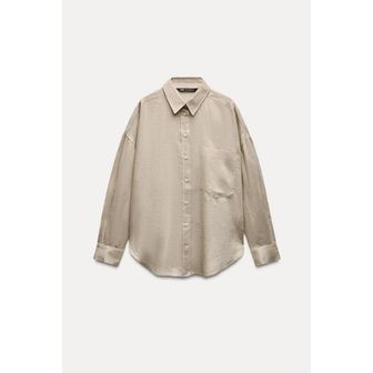 자라 우먼 ZARA 자라 100% 린넨 베이직 셔츠 - 컬러   베이지 8708100