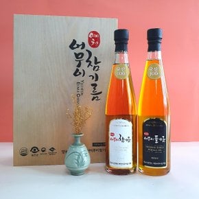 국산 예천어무이참기름 미송나무2호 (참기름500ml + 들기름500ml)