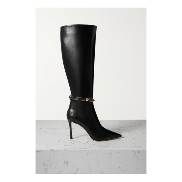 Dreece 95 Embellished Leather Knee Boots 블랙 36856120585589365