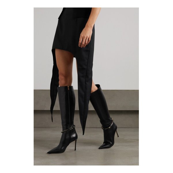 Dreece 95 Embellished Leather Knee Boots 블랙 36856120585589365