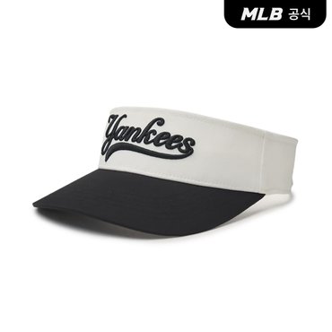 MLB [코리아공식] 바시티 베이직 컬시브 레터링 배색 썬캡 NY (Black)