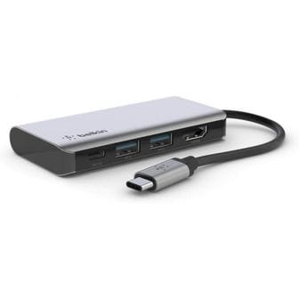  영국 벨킨 허브 Belkin USB C 4in1 MultiPort Adapter with 4K HDMI USBC 100W PD PassThrough C