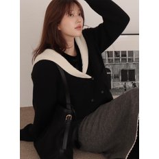 Sailor collar double cardigan - Black