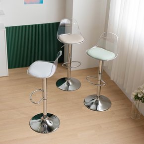 1+1 아나스 투명 바텐 홈바의자 아일랜드 식탁 플라스틱 높이조절 높은 바체어
