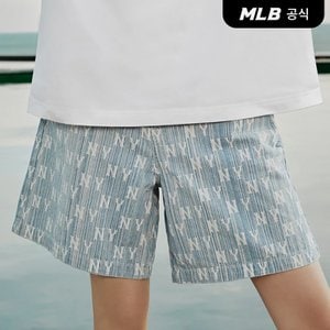 MLB [코리아공식] 여성 클래식 모노그램 스트라이프 데님 숏팬츠NY(L.Blue)