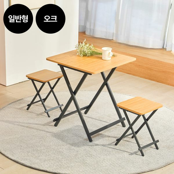 [일반] 까사마루 오드리 접이식 테이블 일반형 세트 (600 테이블 + 의자 2개)