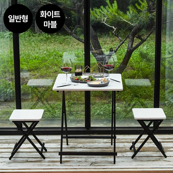 [일반] 까사마루 오드리 접이식 테이블 일반형 세트 (600 테이블 + 의자 2개)