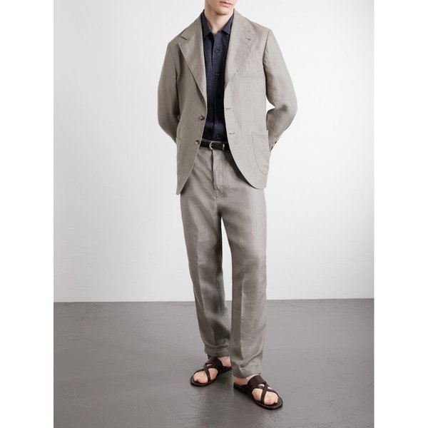 브루넬로쿠치넬리 스트레이트 레그 헤링본 리넨 팬츠 46376663163115446