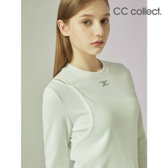 CC콜렉트 숄더 컷아웃 자수 티셔츠 WH_C233PSM004