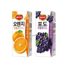 델몬트 드링크팩 2종 190ml 오렌지/ 6팩+포도/ 6팩 총12팩 주스 과즙음료