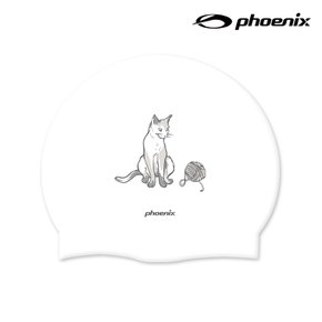 PSC-03 디자인 실리콘 수영모 캣볼 화이트