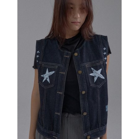 쏘리투머치러브 Rock Star Loose Fit Denim Vest_Blue