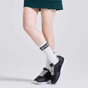 유니 언발란스 컬러블록 쿠션 중목 양말 화이트