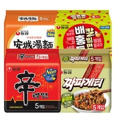 농심 신라면5봉+짜파게티5봉+안성탕면5봉+배홍동칼빔면4봉