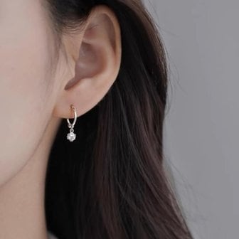  [옷자락] 여자 데일리 미니멀 큐빅 포인트 링 귀걸이
