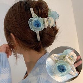 워커 산뜻한 블루 로즈 헤어 집게핀