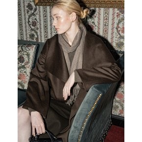 CASHMERE WOOL OVER COLLAR LONG COAT KHAKI