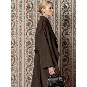 CASHMERE WOOL OVER COLLAR LONG COAT KHAKI