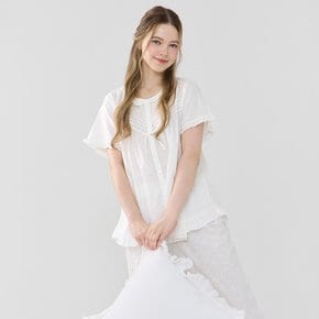 화이트퓨어 여성 여름 반팔 순면 아사면 잠옷 세트
