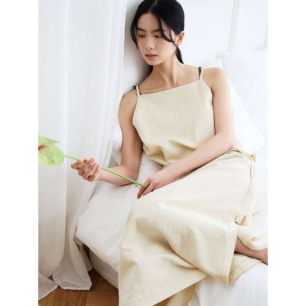 라인 버튼업 원피스 [버터옐로우]