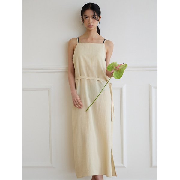 라인 버튼업 원피스 [버터옐로우]