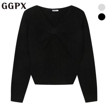 GGPX 글리터 셔링 리본 니트 (GOBKP010F)