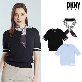 스카프 증정 [DKNY GOLF] 24SS 반팔니트 여성 2종세트 A